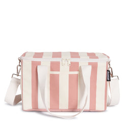 The Rosebud Stripe Midi Cooler Bag by Base Supply is a great beach-friendly cool bag to hold snacks and drinks from sunrise to sunset.  Cool cotton canvas lined with insulated fabric to keep things chilled. Compact design carries bottles, cans and snacks.  *Insulated on the inside  *Made from durable cotton canvas  *Wipe clean inner and outer + air-dry completely before storing  *Measurements: W 33cm/ H 20cm/ D 18cm  *Designed by Base Supply in Melbourne