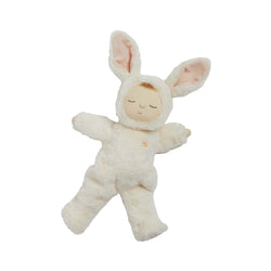 Bunny Moppet, so cuddly and cute, loves to doze in its soft fluffy suit. Made for snuggles and snoozy days, this velvety little Cozy loves to play! 