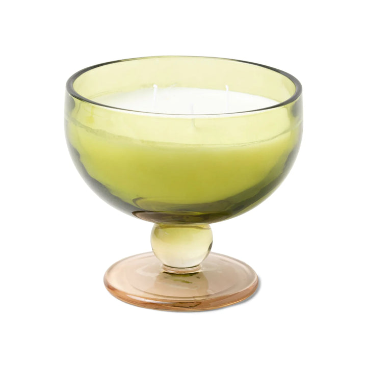Uplift the atmosphere of any room with this Misted Lime Glass Goblet Candle from Paddywax.