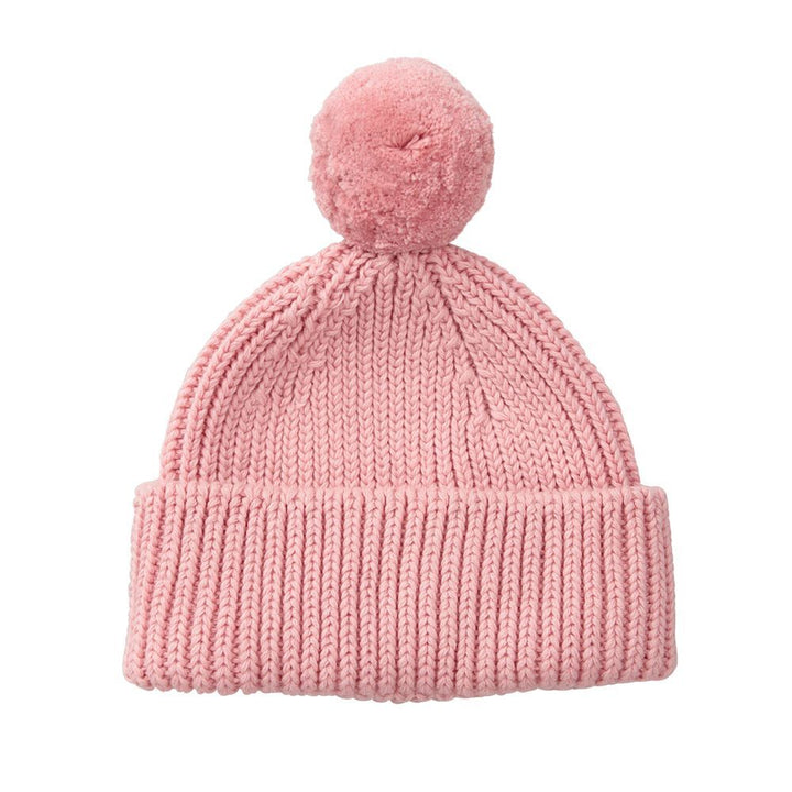 Peppi Rib Cotton Knit Hat Pom