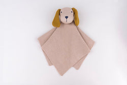 Puppy Knitted Rattle Comforter - Rice