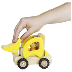 Let your little one's imagination run wild as they navigate the construction zone with the Yellow Wheel Loader by Goki.  Made of solid wood with real rubber tyres.  Goki make high quality, sustainable and eco friendly toys to help kids learn!  *Non toxic painted wood  *Measurement: 21 x 9.5 x 12 cm  *Designed by Goki in Germany 