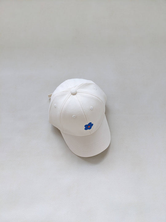 Floral Embroidery Cap - Cream