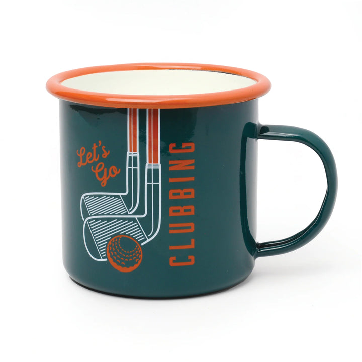 Golfers, this is just the mug you’ve been waiting fore!   The Golf Enamel Mug by Gentlemen's Hardware is inspired by the great game on the green, featuring a fun golf ball and club design and “Let’s Go Clubbing” script.  The ideal gift for any golfer, this mug holds up to 16 fl oz and is perfect for beverages like coffee or tea.  *Product size: 4