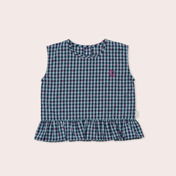 Gingham Bows Boxy Frill Singlet