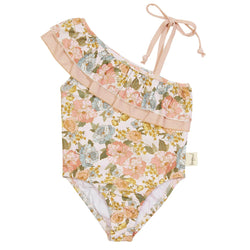Make a splash in the Posie One Shoulder Swimsuit by Kapow!  With its cute double ruffle detail, adjustable ties, and UPF50 rating, you're sure to have a sunny time! Perfect for the poolside, beach, or wherever you choose to show off your style!   *Sizes available:  2Y through to 7Y (run true to size)  *UPF 50+  *KaPow Kids is designed in Melbourne and manufactured slowly and ethically in China  *Designed in Melbourne, Australia by Kapow Kids