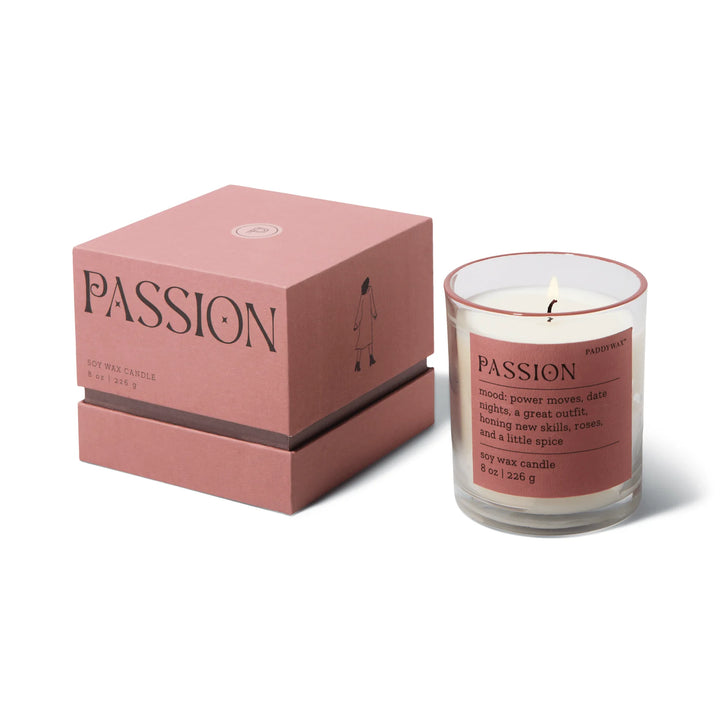 Express yourself with the Saffron Rose Passion Mood Candle.  This vibe-inspired candle is designed to match what you're feeling.  Featuring a Passion mood inspired fragrance description, this 8 oz. candle is scented with a complex fragrance blend to evoke a specific slate of being that honours our senses and celebrates our feelings.   *Size: 8 oz  *100% Soy Wax  *Vessel: Glass  *Dimensions: 3