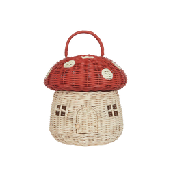 Rattan Mushroom Basket - Red