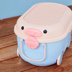 Medium Ride a Long Pig Storage - Blue & Pink