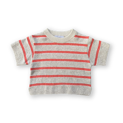 Knitted Terry Striped Tee - Dune/Rosso