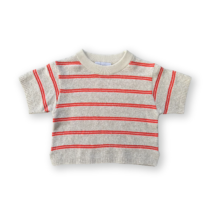 Knitted Terry Striped Tee - Dune/Rosso