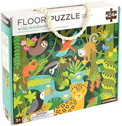 We love puzzles; including this Wild Rainforest Floor Puzzle!   For wildlife lovers everywhere this sturdy 24 piece floor puzzle features vibrant, detailed artwork with plenty of things to spot. Can you find the parrot, the leopard, the snake or the cheeky sloth?