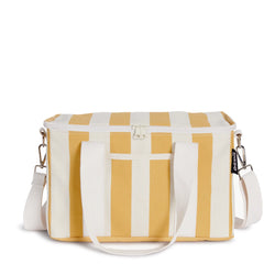 The Mustard Stripe Midi Cooler Bag by Base Supply is a great beach-friendly cool bag to hold snacks and drinks from sunrise to sunset.  *Insulated on the inside  *Made from durable cotton canvas  *Zip top closure + external pocket for small essentials  *Soft cotton handle + detachable shoulder strap  *Wipe clean inner and outer + air-dry completely before storing  *Measurements: W 33cm/ H 20cm/ D 18cm  *Designed by Base Supply in Melbourne