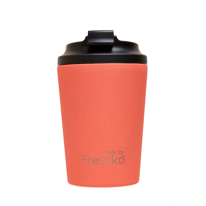This 12 oz reusable takeaway coffee cup with spill proof, lock lid is perfect for the person on the move! 