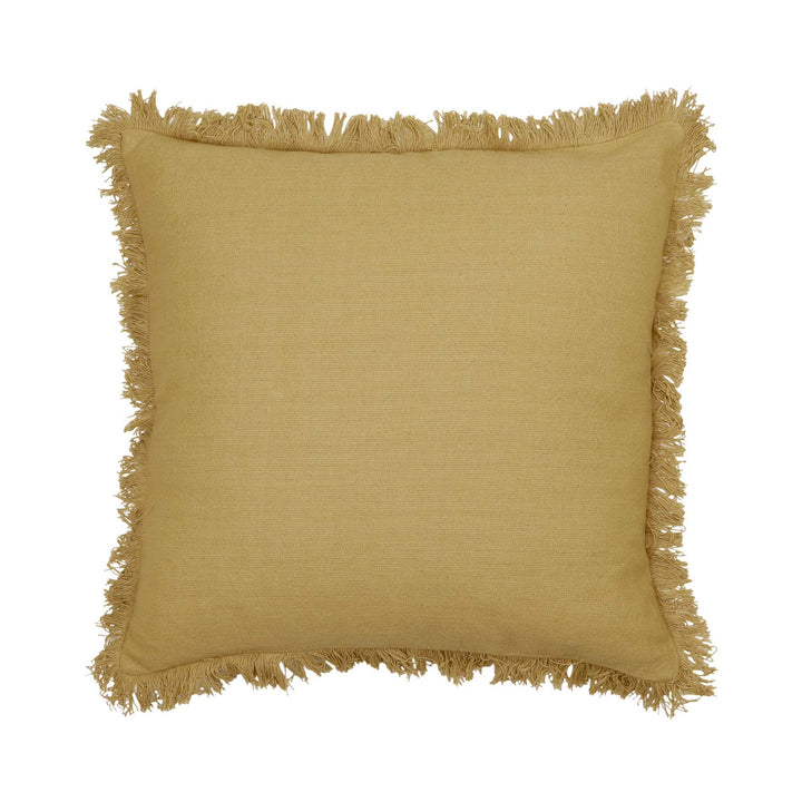 The Eli Fringe Mustard Cushion is designed to bring any interior to life. It has a soft fringed edge with a plain front and reverse. this versatile piece adds a subtle pop of colour to any space.