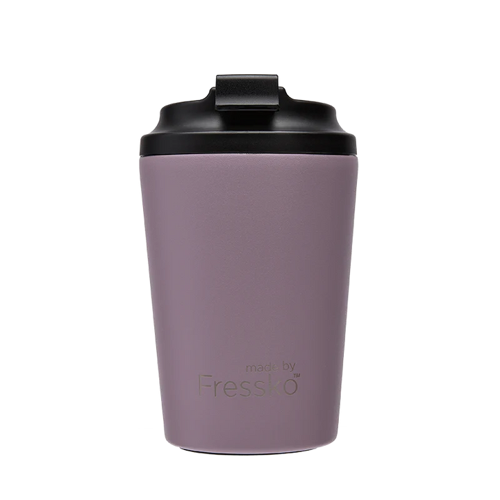 Enjoy your take away coffee, tea or hot chocolate with the Lilac Camino Cup.   This 12 oz reusable takeaway coffee cup with spill proof, lock lid is perfect for the person on the move.   * Keeps your drinks cold for up to 12 hours   * Keeps your drinks hot for up to 3 hours.   * Scratch-resistant  * Spill-proof, screw in, lockable lid   * They fit perfectly in your standard cup holder and are ideal for travel.  * By Fressko