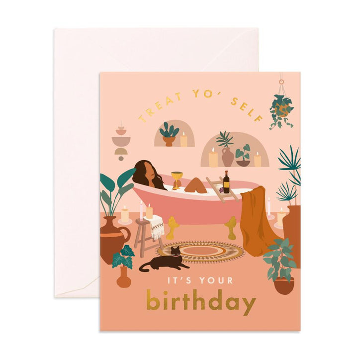 Send a relaxing vibe to your BFF with the Treat Yo Self Bath Card from Fox & Fallow! 