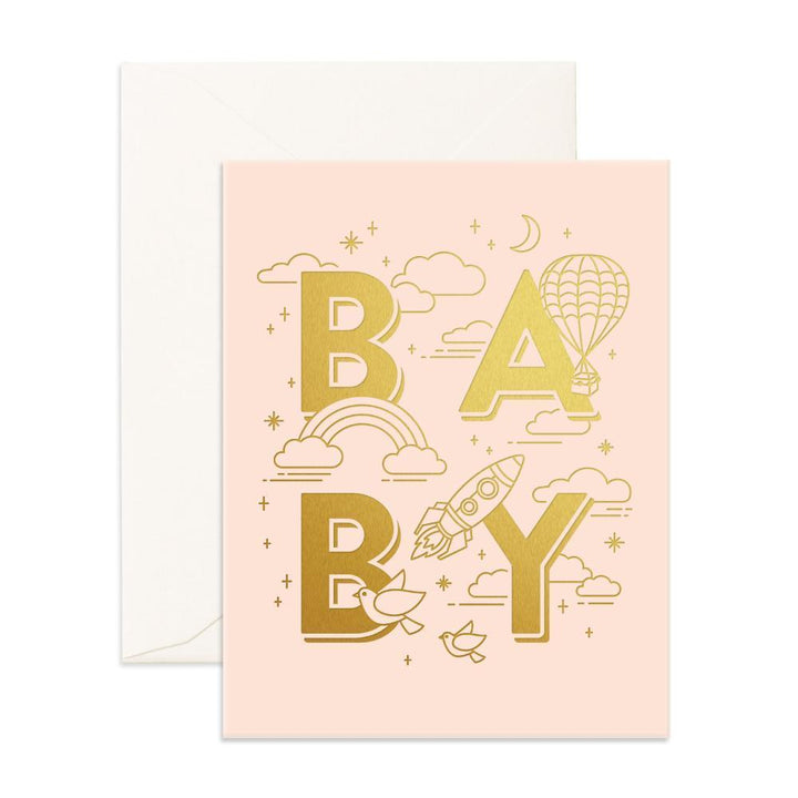 Send warm welcoming vibes with the Baby Universe Cream Card from Fox & Fallows! 