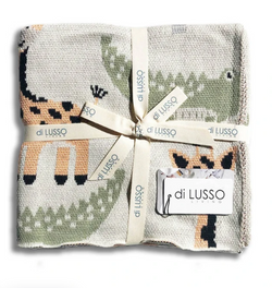 This gender neutral blanket by Di Lusso features a playful motif of jungle animals - including a friendly lion and smiling crocodile. It makes the Perfect gift!