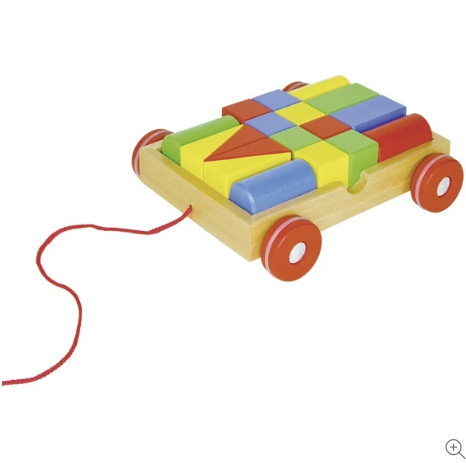 Let your SuperCool Kid pull along their building blocks in this pull along cart by Goki!   Keep all the wooden building blocks togethor with hours of open ended play whilst they learn how to pull along the cart as well. Great for motor skill development.  This is a perfect gift for Toddlers!   Goki make high quality, sustainable and eco friendly toys to help kids learn!