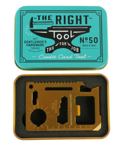 This Mens Credit Card Tool is always have the right tool for the job. The perfect size for fitting in a wallet, this brass-style tool includes a can opener, knife blade, screwdriver and various sized wrenches.