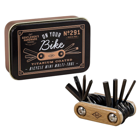 Into cycling? This Pocket Bicycle Multi-Tool by Gentleman's Hardware will help you on your journey.  This compact cyclists tool kit includes ball end hex key set, chain breaker tool, spanner set, socket tri-tool and more