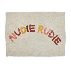 We love the Tula Nudie Bath Mat in Terra by Sage + Clare!  Cheeky ‘Nudie Rudie’ text adorns this tufted terra bath mat, adding a daily dose of fun to your bathroom.