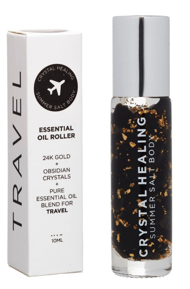 Feel the crystal vibes of the Travel Crystal Oil Roller by Summer Salt Body!!  Obsidian infused oil with an Obsidian rollerball to offer protection while travelling.
