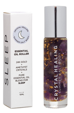 Feel the relaxing crystal vibes with this Sleep Crystal Oil Roller by Summer Salt Body!  Amethyst infused oil with an Amethyst rollerball to promote sleep. 