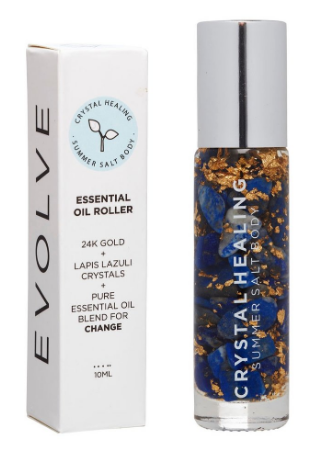 Feel the crystal power of change with the Evolve Crystal Oil Roller with Summer Salt Body!  Lapis Lazuli infused oil with a Lapis Lazuli rollerball to promote transformation, honesty, self-awareness and mysticism.