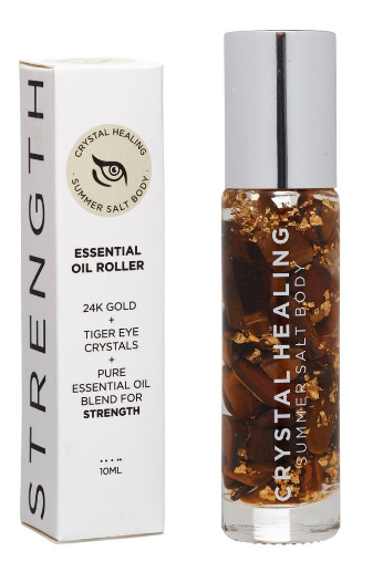 Feel your strength with this Strength Crystal Oil Roller by Summer Salt Body!  Tiger Eye infused oil with a Tiger Eye rollerball to promote strength, power, luck and inspiration. 