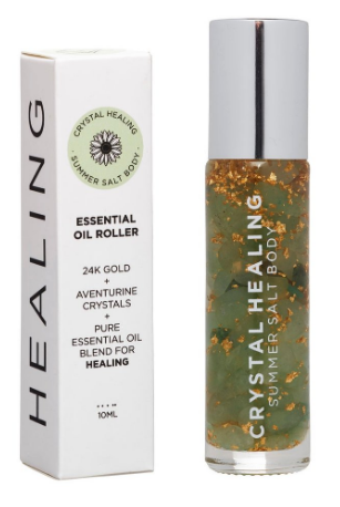 Feel the crystal vibes with this healing Crystal Oil Roller by Summer Salt Body!  Aventurine infused oil with an Aventurine rollerball to promote health and wellbeing.