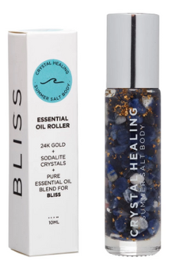 Feel the crystal power of change with the Bliss Crystal Oil Roller by Summer Salt body!  Sodalite infused oil with a Sodalite rollerball to promote calmness, truth, peace and improve communication.
