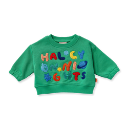 Oh what fun! Bounce through the winter cold in the colourful and functional Winter Fun Green Sweater for babies and kids.  Features an oversized shape, elasticised cuffs and fun motifs.  Pair with the matching Winter Fun Jogger Pant for a bundle of fun.  * 100% French Terry. 100% cotton applique  * Designed in Melbourne, Australia by Halcyon Nights 