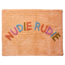 We love the Tula Nudie Bath Mat in Tigre by Sage + Clare!  Cheeky ‘Nudie Rudie’ text adorns this tufted terra bath mat, adding a daily dose of fun to your bathroom